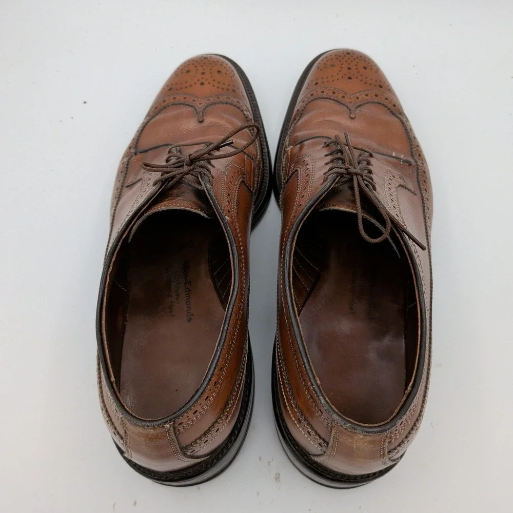Allen Edmonds MacNeil 9157 Mens 10 D Brown Grain Leather Longwing Blucher Shoes